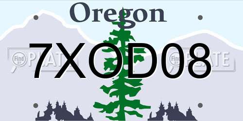 7XOD08 Oregon License Plate