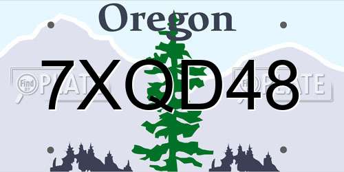 7XQD48 Oregon License Plate