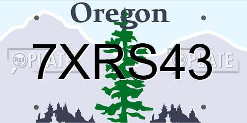 7XRS43 Oregon License Plate