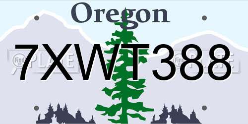 7XWT388 Oregon License Plate