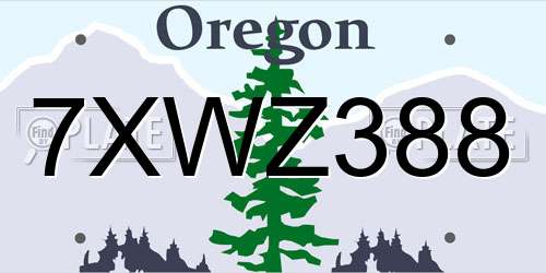 7XWZ388 Oregon License Plate