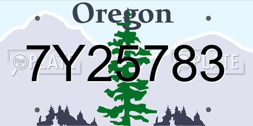 7Y25783 Oregon License Plate