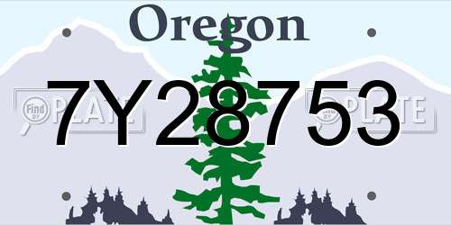 7Y28753 Oregon License Plate