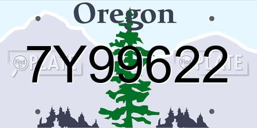 7Y99622 Oregon License Plate