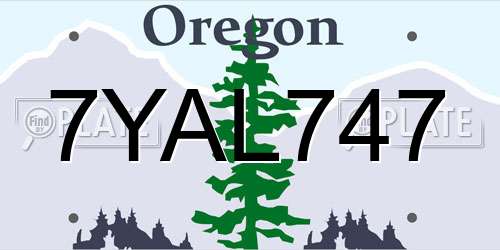 7YAL747 Oregon License Plate