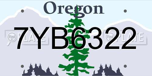 7YB6322 Oregon License Plate