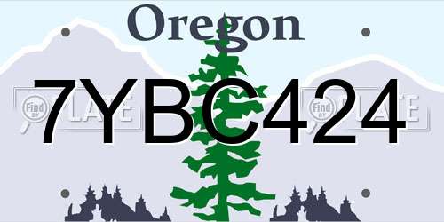7YBC424 Oregon License Plate