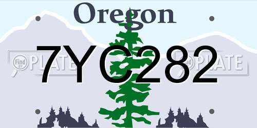 7YC282 Oregon License Plate