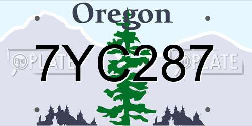 7YC287 Oregon License Plate