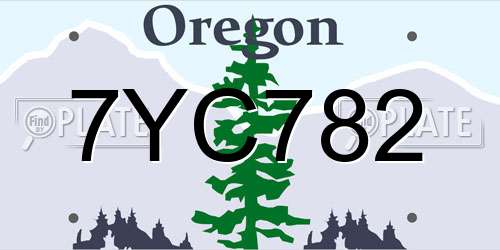7YC782 Oregon License Plate