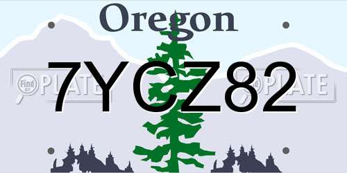 7YCZ82 Oregon License Plate