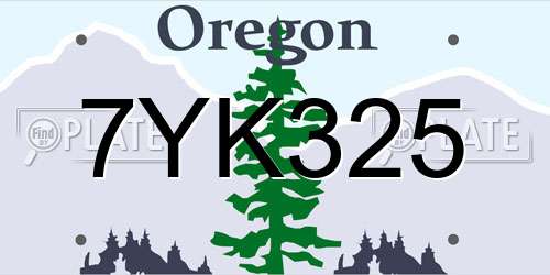 7YK325 Oregon License Plate