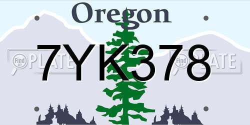 7YK378 Oregon License Plate