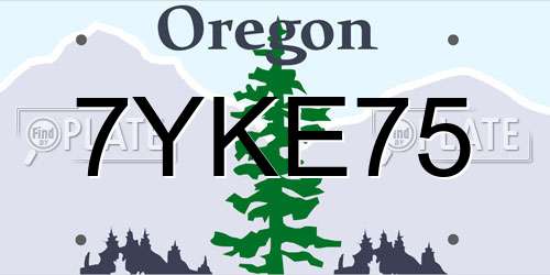 7YKE75 Oregon License Plate