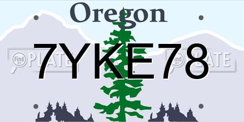 7YKE78 Oregon License Plate