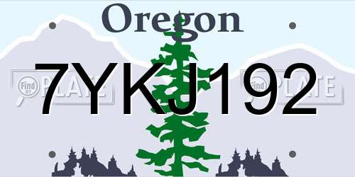 7YKJ192 Oregon License Plate