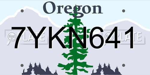 7YKN641 Oregon License Plate