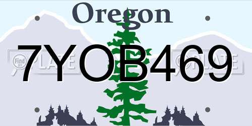7YOB469 Oregon License Plate