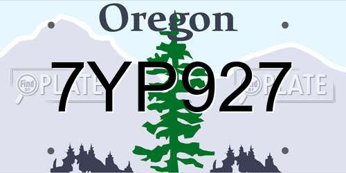 7YP927 Oregon License Plate