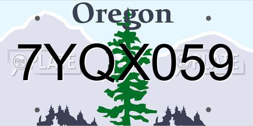 7YQX059 Oregon License Plate