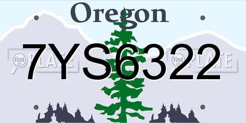 7YS6322 Oregon License Plate