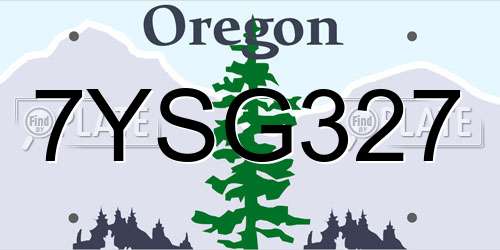 7YSG327 Oregon License Plate