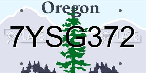 7YSG372 Oregon License Plate