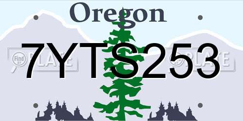 7YTS253 Oregon License Plate