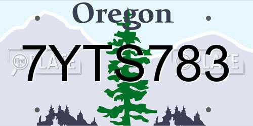 7YTS783 Oregon License Plate