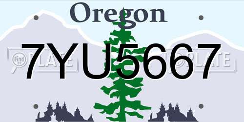 7YU5667 Oregon License Plate