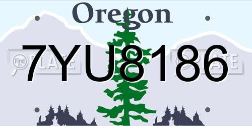 7YU8186 Oregon License Plate