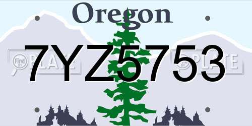7YZ5753 Oregon License Plate