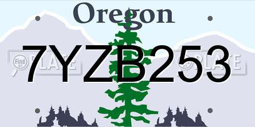 7YZB253 Oregon License Plate