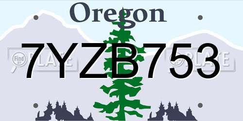 7YZB753 Oregon License Plate