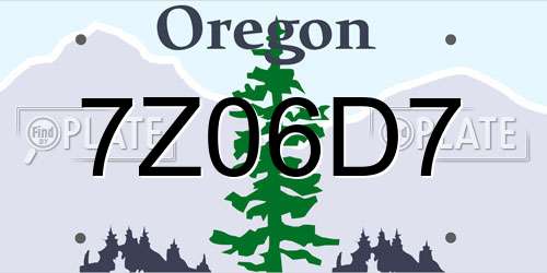 7Z06D7 Oregon License Plate