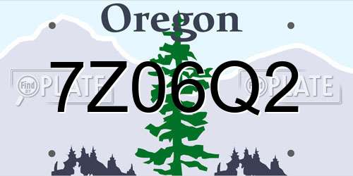 7Z06Q2 Oregon License Plate
