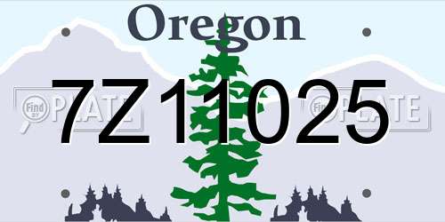 7Z11025 Oregon License Plate