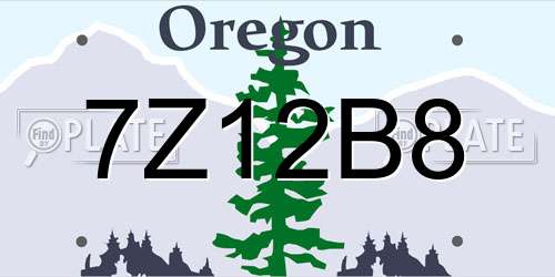 7Z12B8 Oregon License Plate