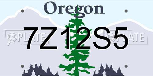 7Z12S5 Oregon License Plate