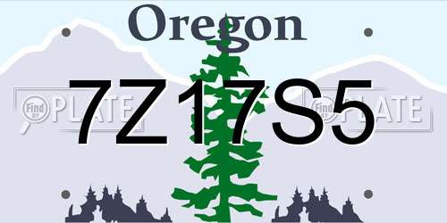 7Z17S5 Oregon License Plate