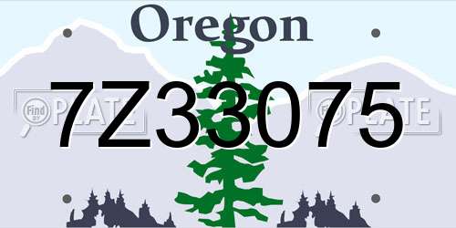 7Z33075 Oregon License Plate