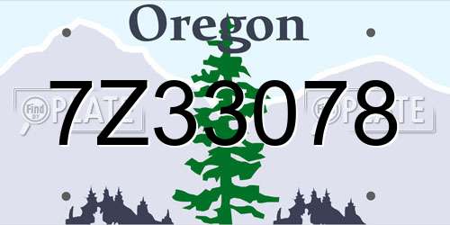 7Z33078 Oregon License Plate