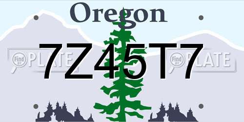 7Z45T7 Oregon License Plate