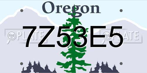 7Z53E5 Oregon License Plate