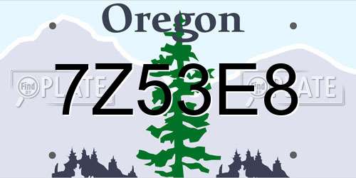 7Z53E8 Oregon License Plate