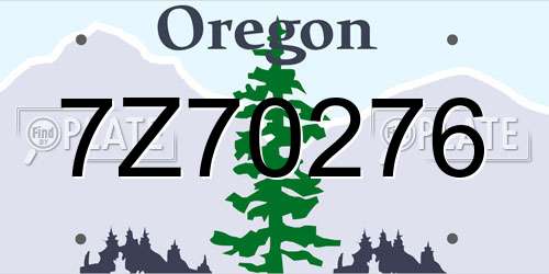 7Z70276 Oregon License Plate