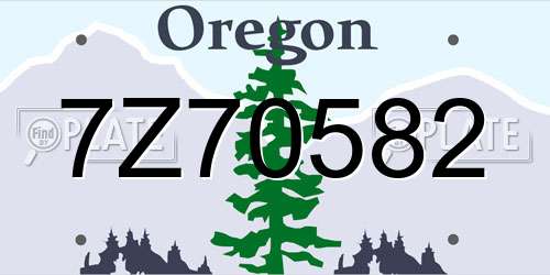 7Z70582 Oregon License Plate