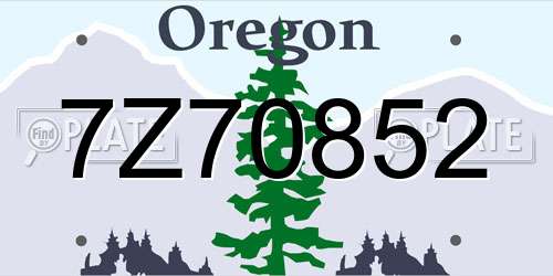 7Z70852 Oregon License Plate