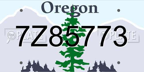 7Z85773 Oregon License Plate