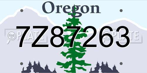 7Z87263 Oregon License Plate